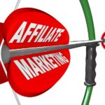 The words Affiliate Marketing on an arrow being aimed with a bow