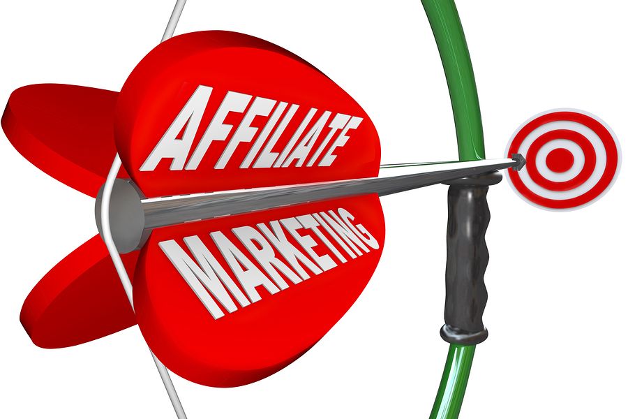 The words Affiliate Marketing on an arrow being aimed with a bow